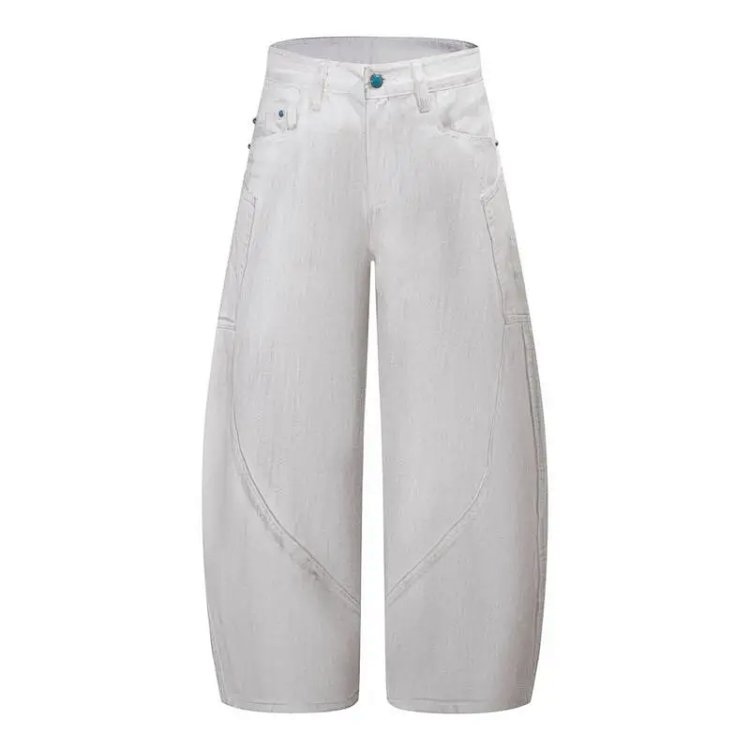 Streetwear Curved Blade Washed Casual Jeans