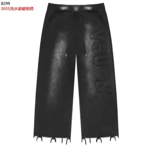 VA Black Washed Embroidered Jogger Pants