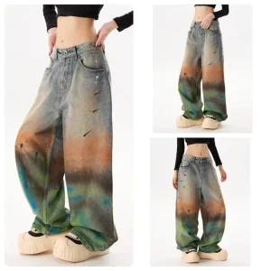 Vintage Distressed Splash Jeans