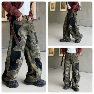 Vintage Patchwork Camo Jeans