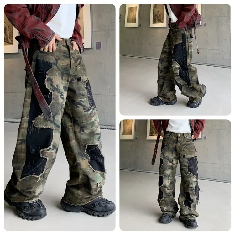Vintage Patchwork Camo Jeans
