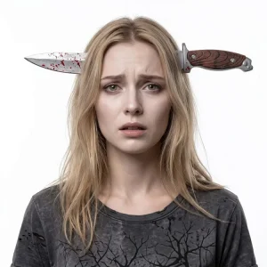 Halloween Realistic Knife-Through-Head Headpiece