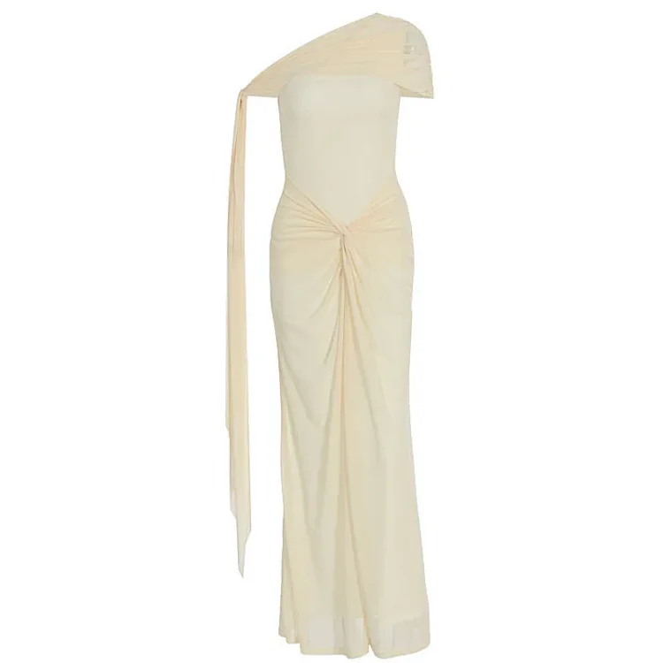 One-Shoulder Asymmetrical Party Maxi Dress