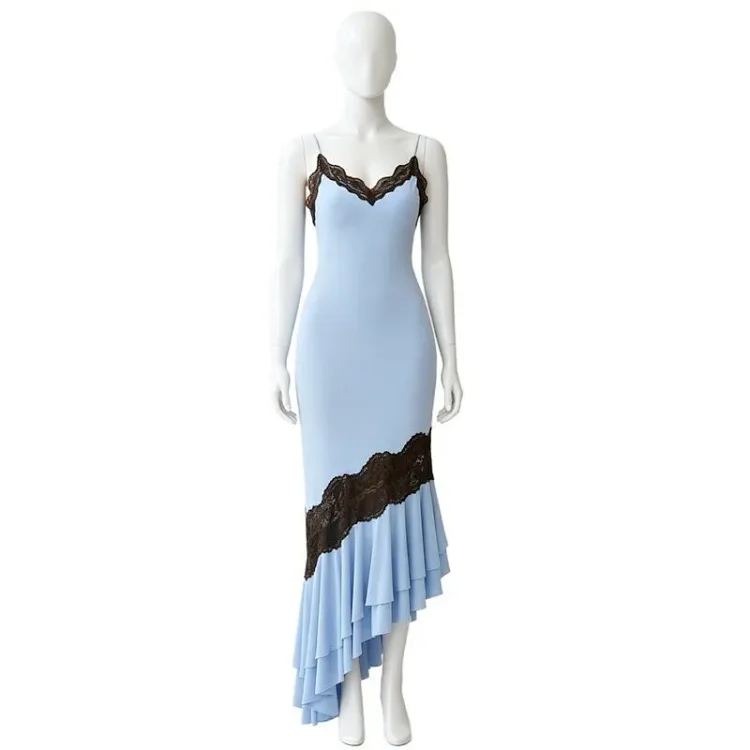 Fall New Lace Patchwork Slim Fit Open-Back Dress