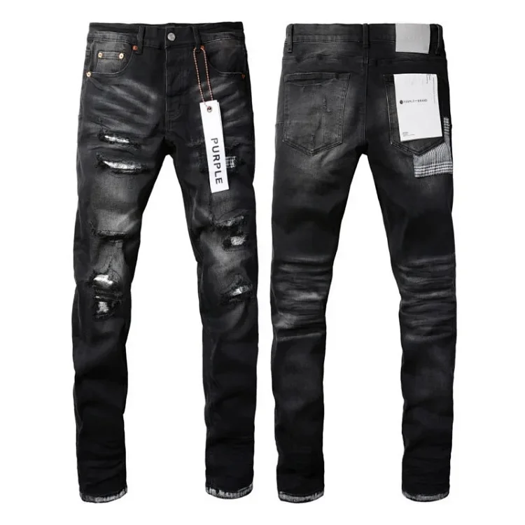 K01 Men's Embroidered Ripped Jeans