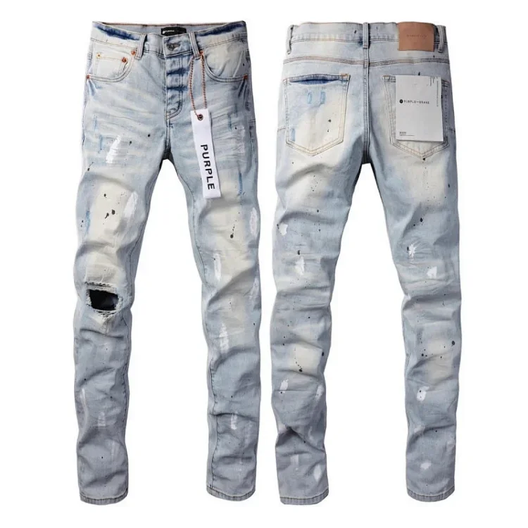 K 02 Men's Embroidered Ripped Jeans