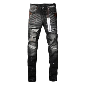 K 03 Men's Embroidered Ripped Jeans