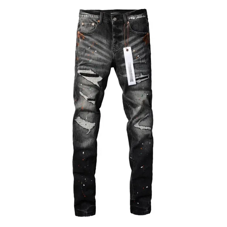 K 03 Men's Embroidered Ripped Jeans