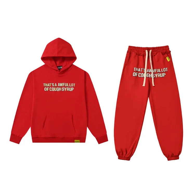 Red "THAT'S A" Letter Hoodie & Jogger Pants Set