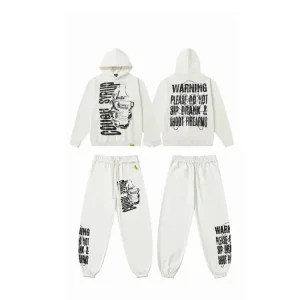 New Classic White Hoodie Set