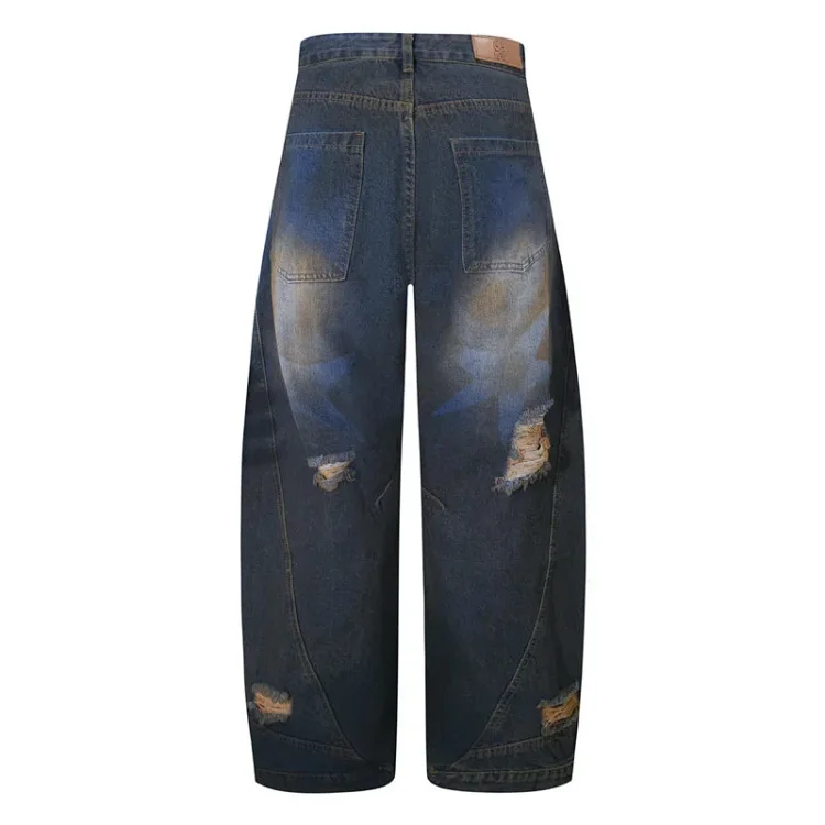 Streetwear Wide-Leg Curved Blade Jeans